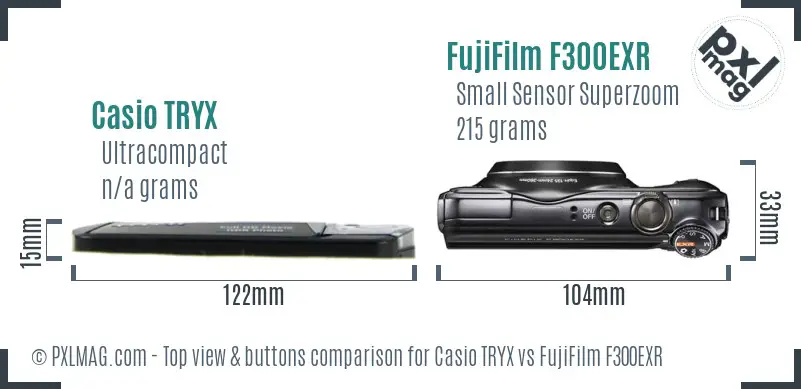 Casio TRYX vs FujiFilm F300EXR top view buttons comparison