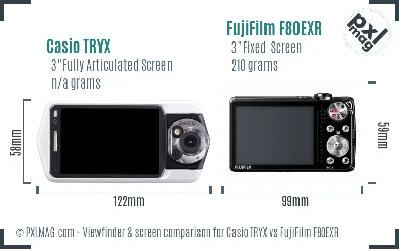 Casio TRYX vs FujiFilm F80EXR Screen and Viewfinder comparison