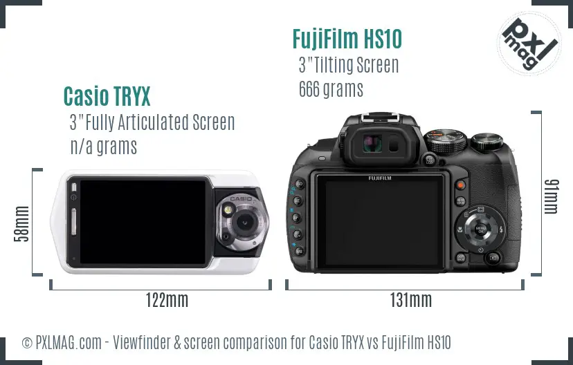 Casio TRYX vs FujiFilm HS10 Screen and Viewfinder comparison