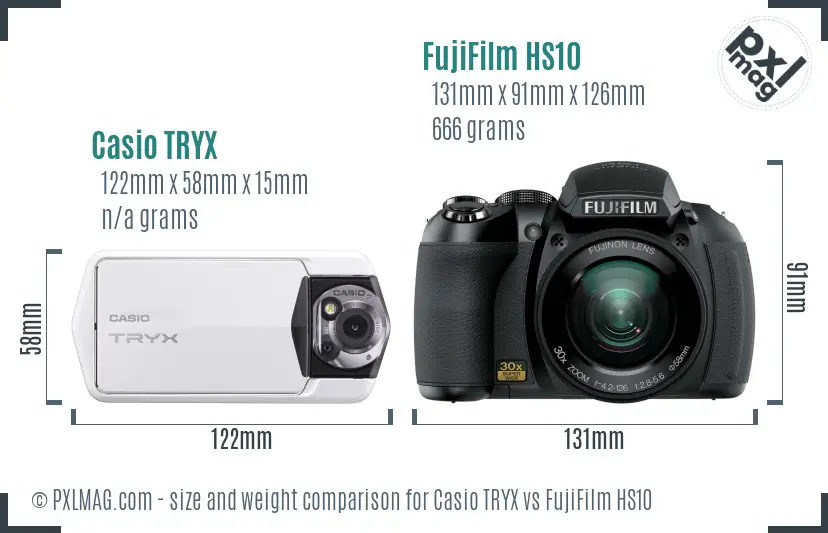 Casio TRYX vs FujiFilm HS10 size comparison