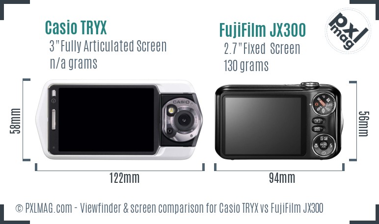 Casio TRYX vs FujiFilm JX300 Screen and Viewfinder comparison