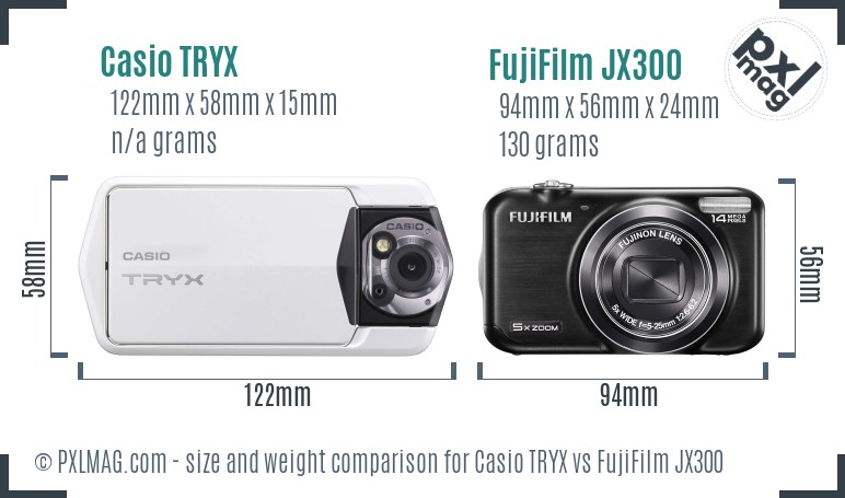 Casio TRYX vs FujiFilm JX300 size comparison Casio TRYX vs FujiFilm JX300 size comparison