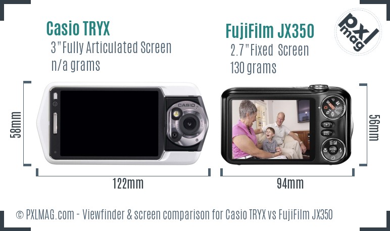 Casio TRYX vs FujiFilm JX350 Screen and Viewfinder comparison