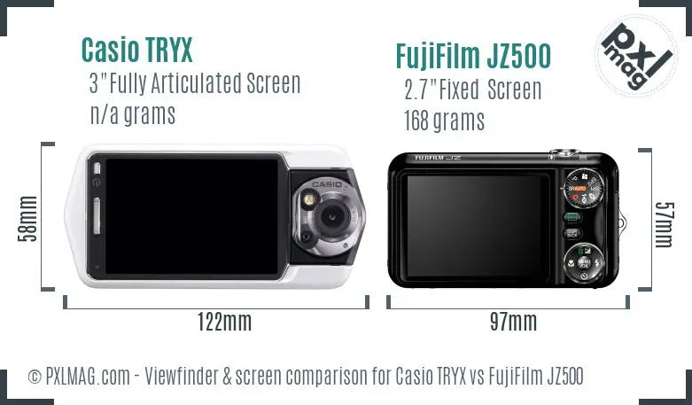Casio TRYX vs FujiFilm JZ500 Screen and Viewfinder comparison
