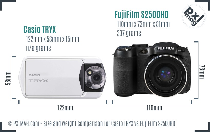 Casio TRYX vs FujiFilm S2500HD size comparison