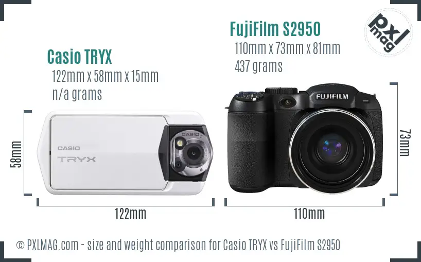 Casio TRYX vs FujiFilm S2950 size comparison