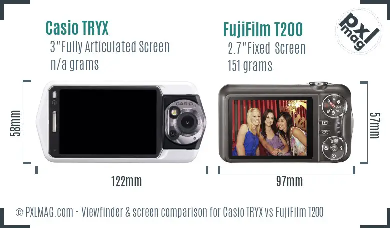 Casio TRYX vs FujiFilm T200 Screen and Viewfinder comparison Casio TRYX vs FujiFilm T200 Screen and Viewfinder comparison