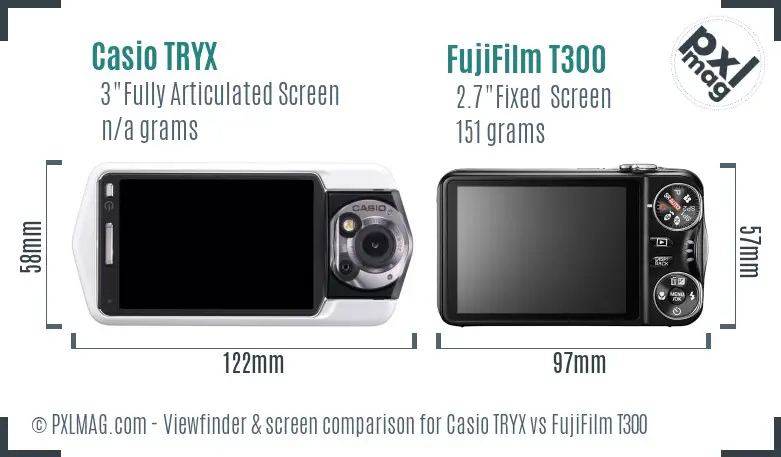 Casio TRYX vs FujiFilm T300 Screen and Viewfinder comparison Casio TRYX vs FujiFilm T300 Screen and Viewfinder comparison