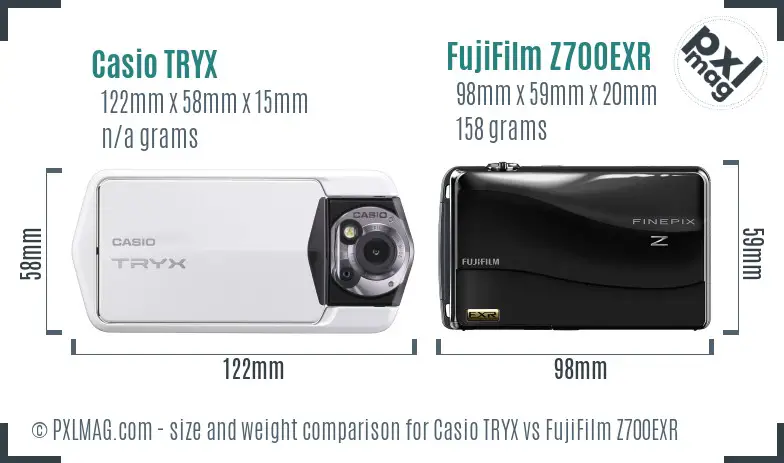 Casio TRYX vs FujiFilm Z700EXR size comparison Casio TRYX vs FujiFilm Z700EXR size comparison