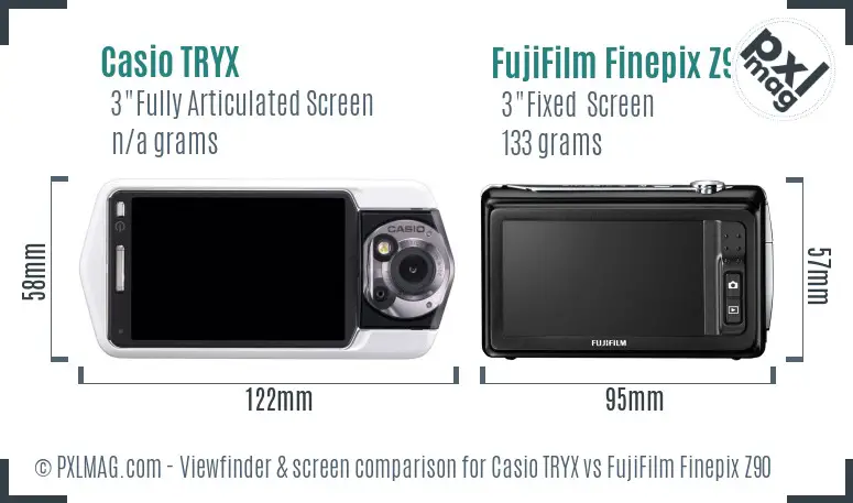 Casio TRYX vs FujiFilm Finepix Z90 Screen and Viewfinder comparison