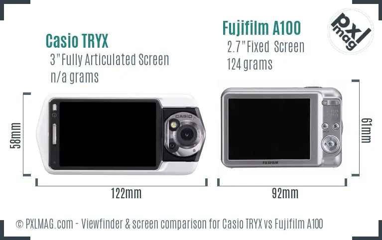 Casio TRYX vs Fujifilm A100 Screen and Viewfinder comparison Casio TRYX vs Fujifilm A100 Screen and Viewfinder comparison
