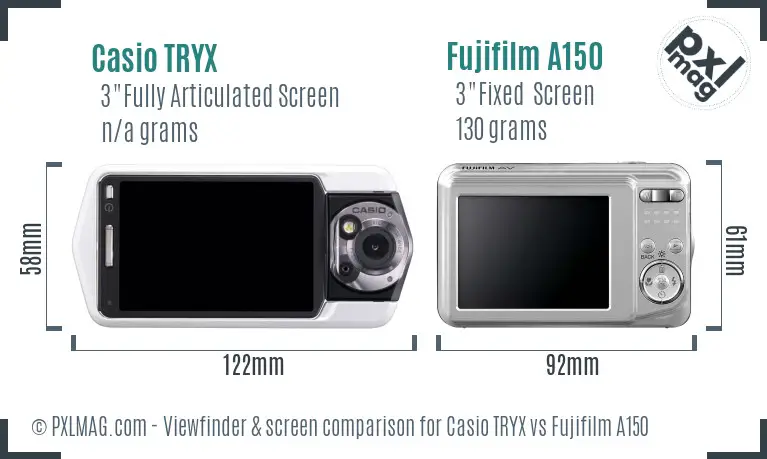 Casio TRYX vs Fujifilm A150 Screen and Viewfinder comparison