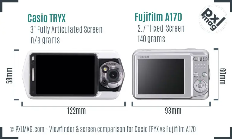 Casio TRYX vs Fujifilm A170 Screen and Viewfinder comparison