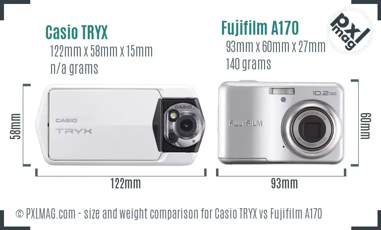 Casio TRYX vs Fujifilm A170 size comparison