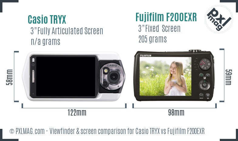 Casio TRYX vs Fujifilm F200EXR Screen and Viewfinder comparison