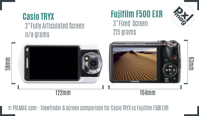 Casio TRYX vs Fujifilm F500 EXR Screen and Viewfinder comparison