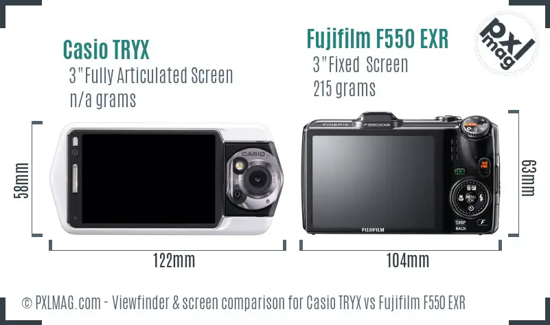 Casio TRYX vs Fujifilm F550 EXR Screen and Viewfinder comparison