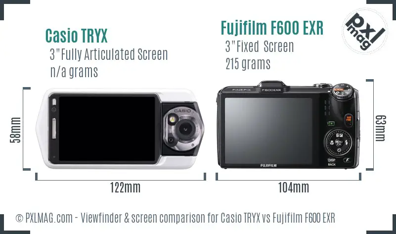 Casio TRYX vs Fujifilm F600 EXR Screen and Viewfinder comparison Casio TRYX vs Fujifilm F600 EXR Screen and Viewfinder comparison