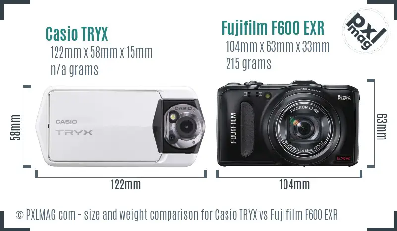 Casio TRYX vs Fujifilm F600 EXR size comparison Casio TRYX vs Fujifilm F600 EXR size comparison