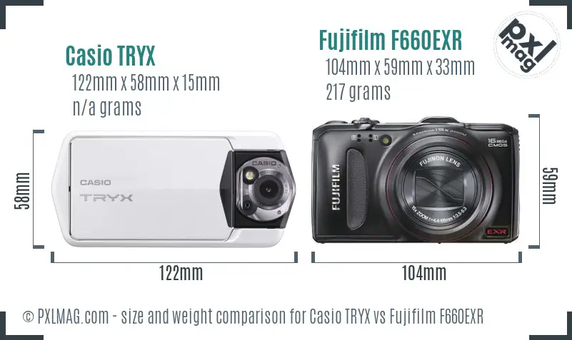 Casio TRYX vs Fujifilm F660EXR size comparison Casio TRYX vs Fujifilm F660EXR size comparison