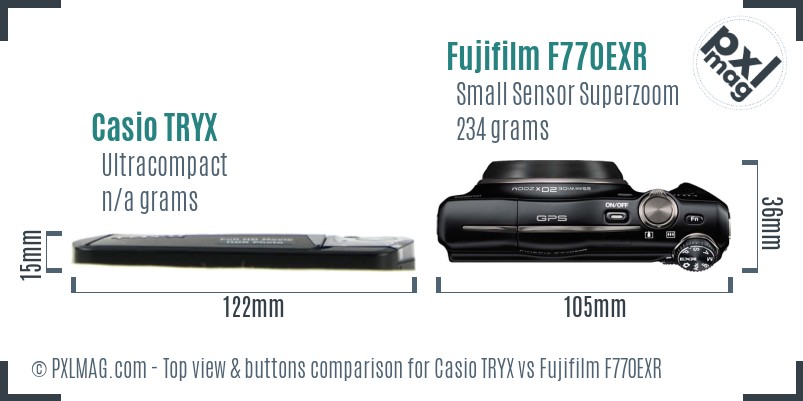Casio TRYX vs Fujifilm F770EXR top view buttons comparison