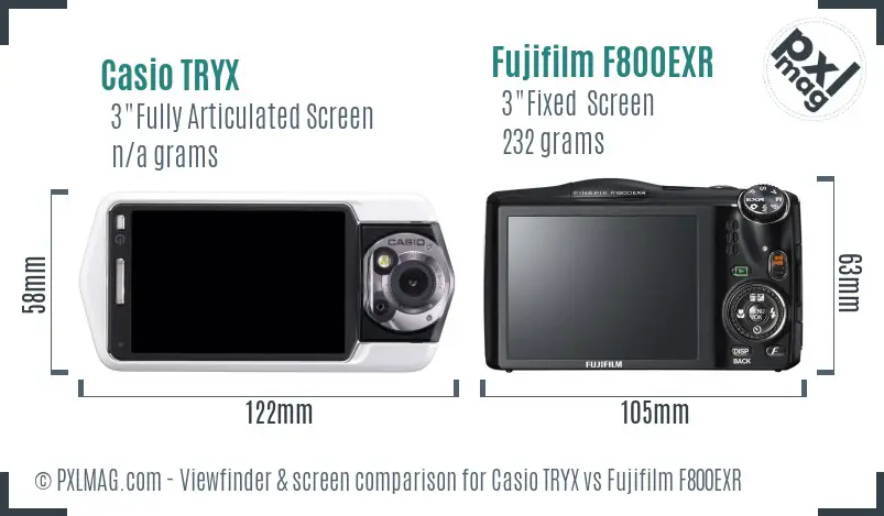 Casio TRYX vs Fujifilm F800EXR Screen and Viewfinder comparison
