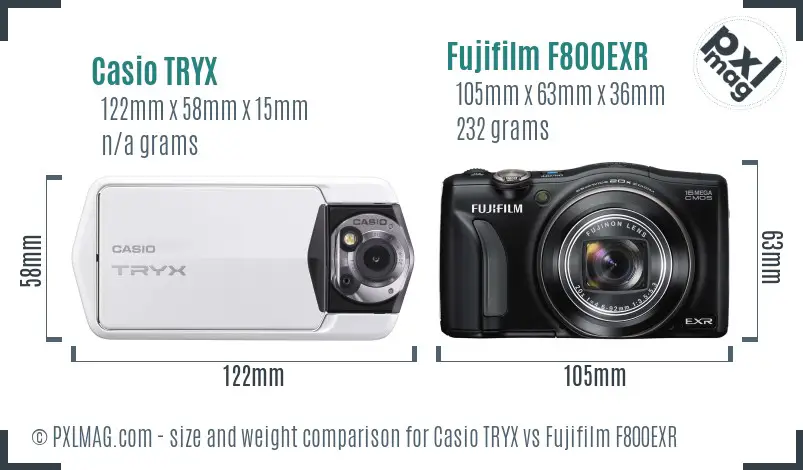 Casio TRYX vs Fujifilm F800EXR size comparison