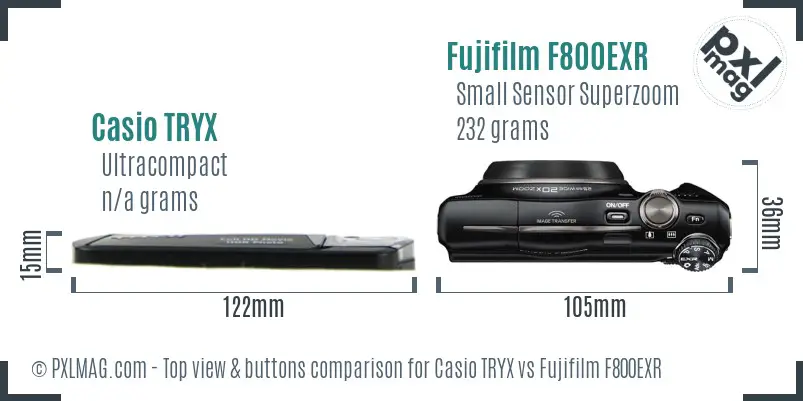 Casio TRYX vs Fujifilm F800EXR top view buttons comparison