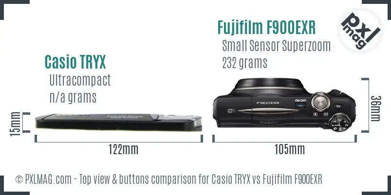 Casio TRYX vs Fujifilm F900EXR top view buttons comparison
