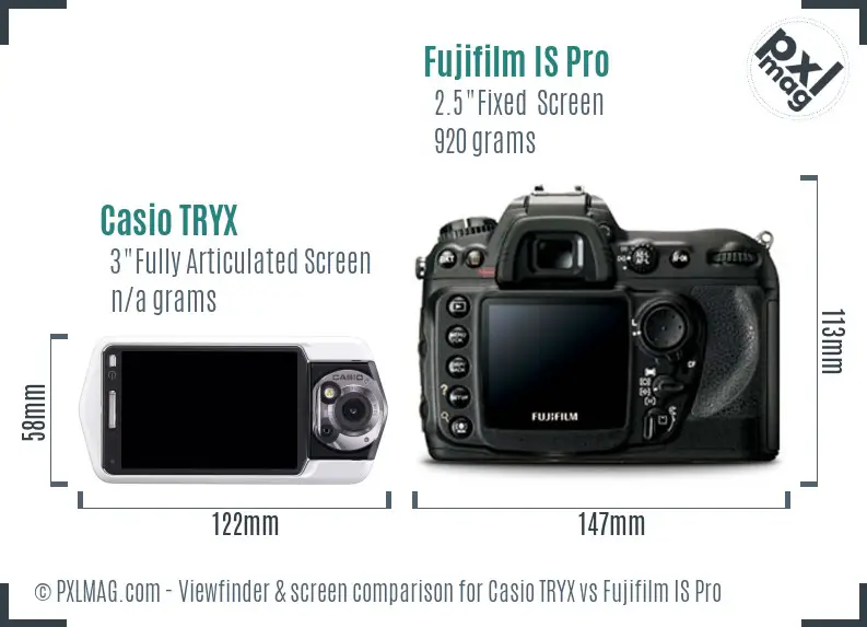Casio TRYX vs Fujifilm IS Pro Screen and Viewfinder comparison