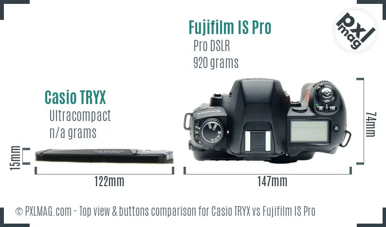 Casio TRYX vs Fujifilm IS Pro top view buttons comparison