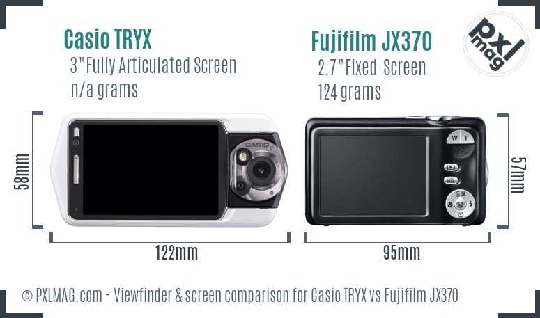 Casio TRYX vs Fujifilm JX370 Screen and Viewfinder comparison