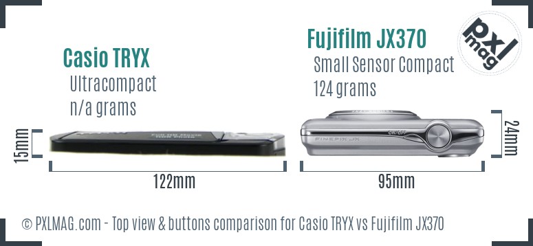 Casio TRYX vs Fujifilm JX370 top view buttons comparison