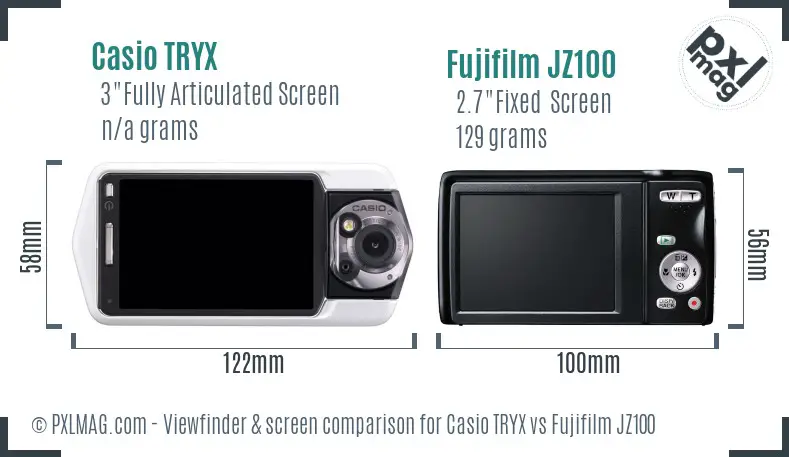 Casio TRYX vs Fujifilm JZ100 Screen and Viewfinder comparison Casio TRYX vs Fujifilm JZ100 Screen and Viewfinder comparison