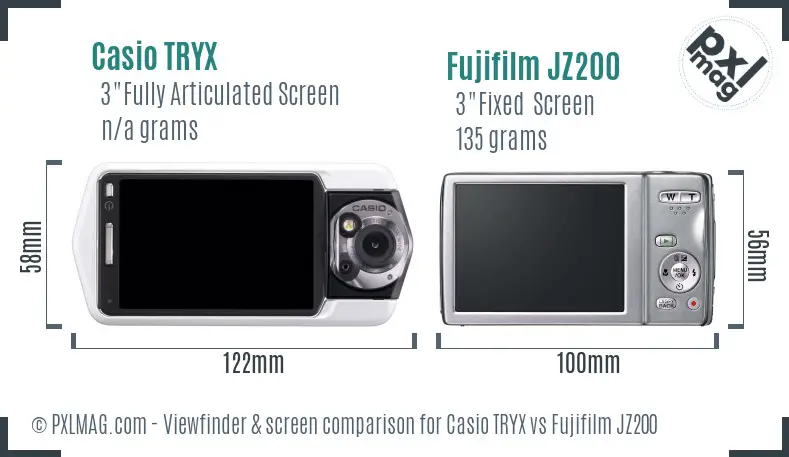 Casio TRYX vs Fujifilm JZ200 Screen and Viewfinder comparison
