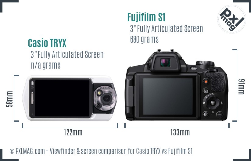 Casio TRYX vs Fujifilm S1 Screen and Viewfinder comparison