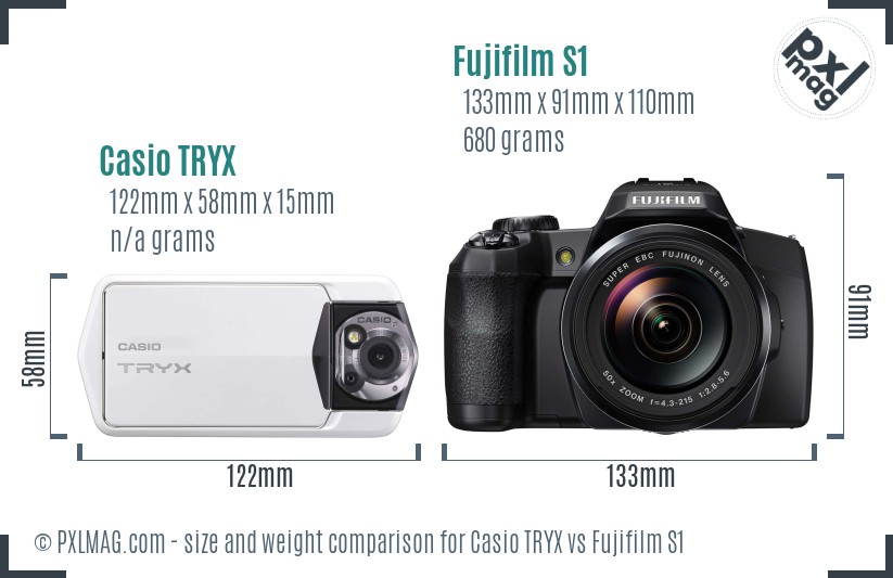 Casio TRYX vs Fujifilm S1 size comparison