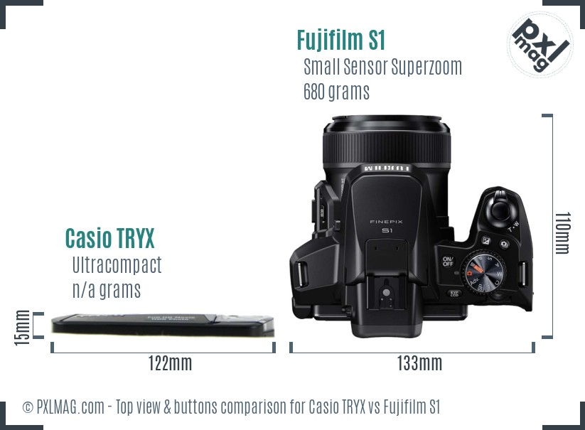 Casio TRYX vs Fujifilm S1 top view buttons comparison