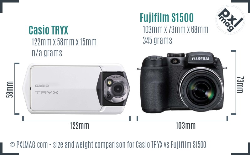 Casio TRYX vs Fujifilm S1500 size comparison Casio TRYX vs Fujifilm S1500 size comparison