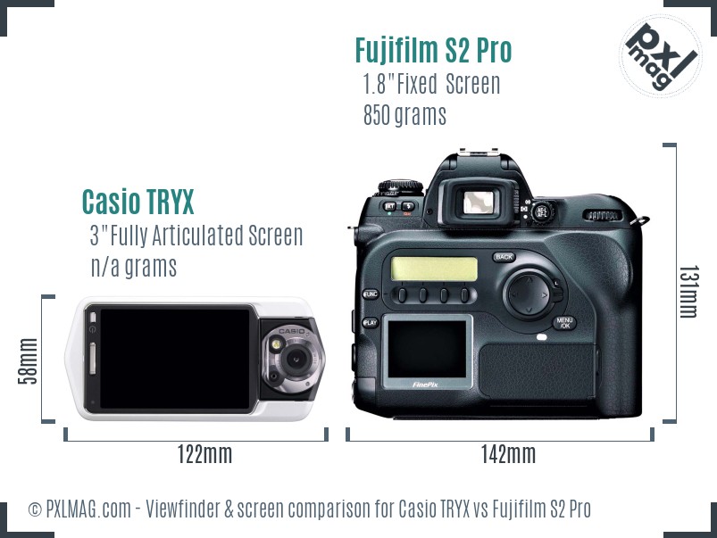 Casio TRYX vs Fujifilm S2 Pro Screen and Viewfinder comparison