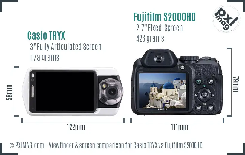 Casio TRYX vs Fujifilm S2000HD Screen and Viewfinder comparison