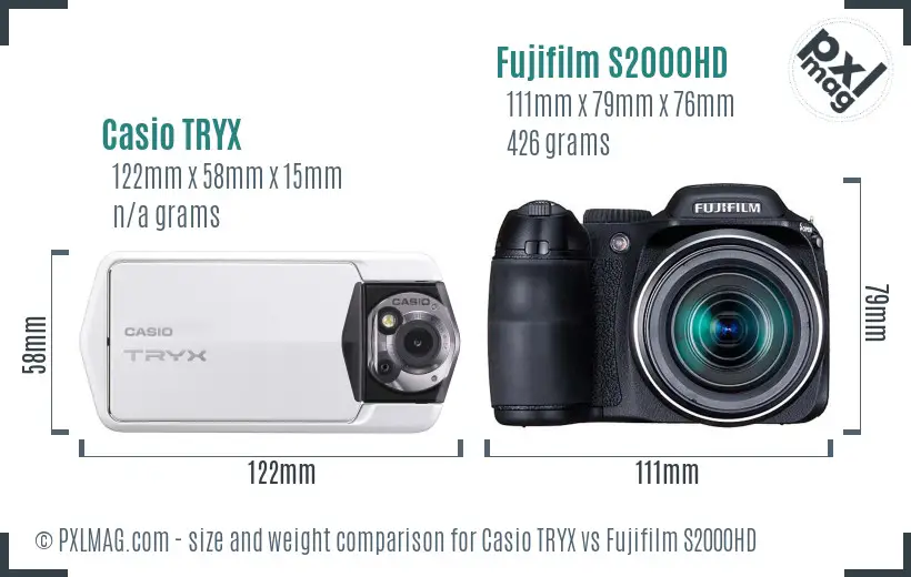 Casio TRYX vs Fujifilm S2000HD size comparison