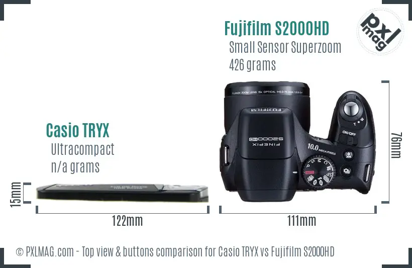 Casio TRYX vs Fujifilm S2000HD top view buttons comparison