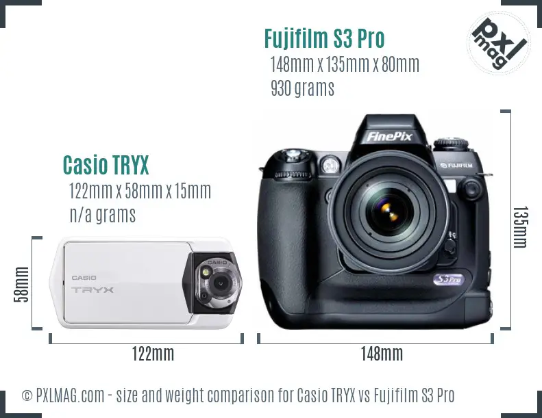 Casio TRYX vs Fujifilm S3 Pro size comparison