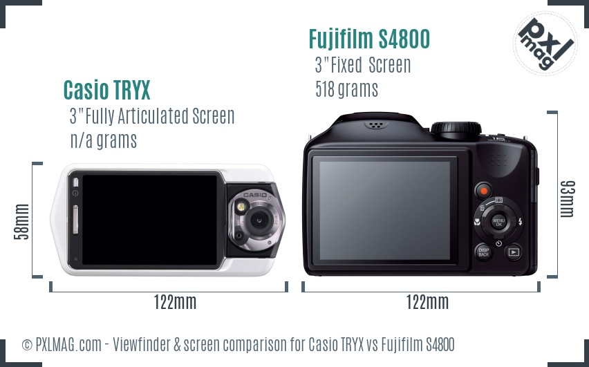 Casio TRYX vs Fujifilm S4800 Screen and Viewfinder comparison