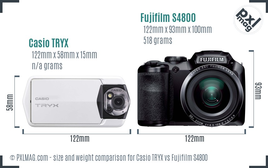 Casio TRYX vs Fujifilm S4800 size comparison