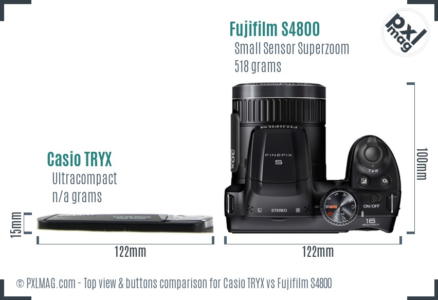 Casio TRYX vs Fujifilm S4800 top view buttons comparison