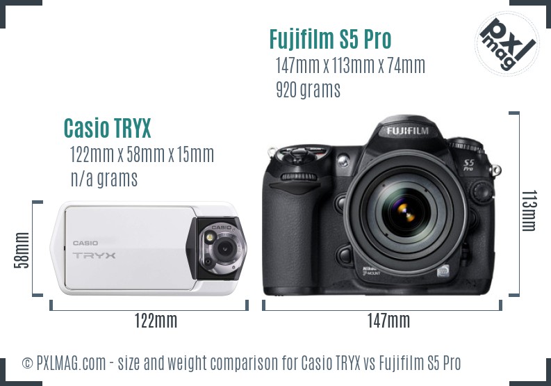 Casio TRYX vs Fujifilm S5 Pro size comparison