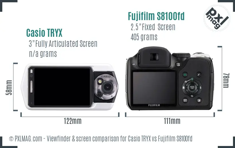 Casio TRYX vs Fujifilm S8100fd Screen and Viewfinder comparison Casio TRYX vs Fujifilm S8100fd Screen and Viewfinder comparison
