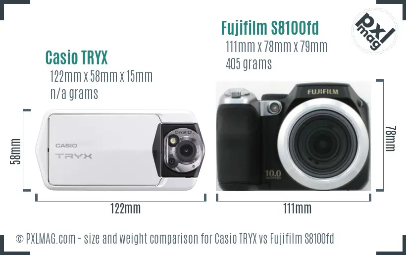Casio TRYX vs Fujifilm S8100fd size comparison Casio TRYX vs Fujifilm S8100fd size comparison